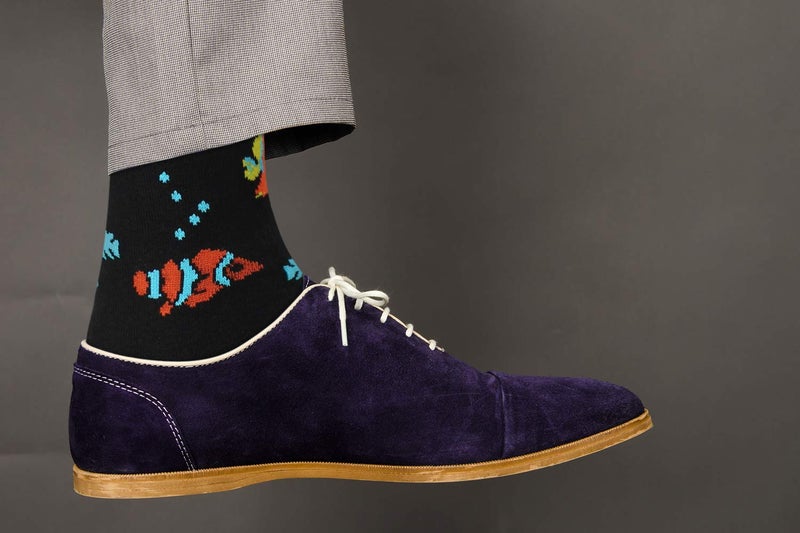 Real Sic Fun Socks for Men and Women - Cozy Cotton Dress Socks with Colorful Designs - Casual, Exotic Zoo Animal Patterned (Tropical Fish) - Image 3